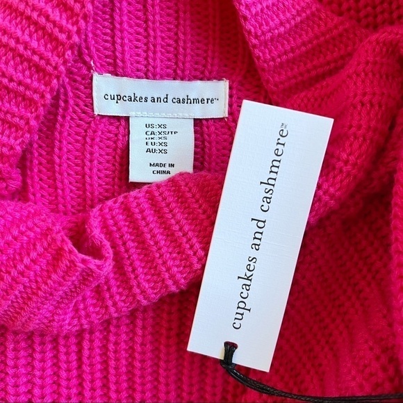CUPCAKES and CASHMERE NWT Mock Neck Cotton Shaker Knit Sweater in Pink Raspberry - Picture 12 of 14